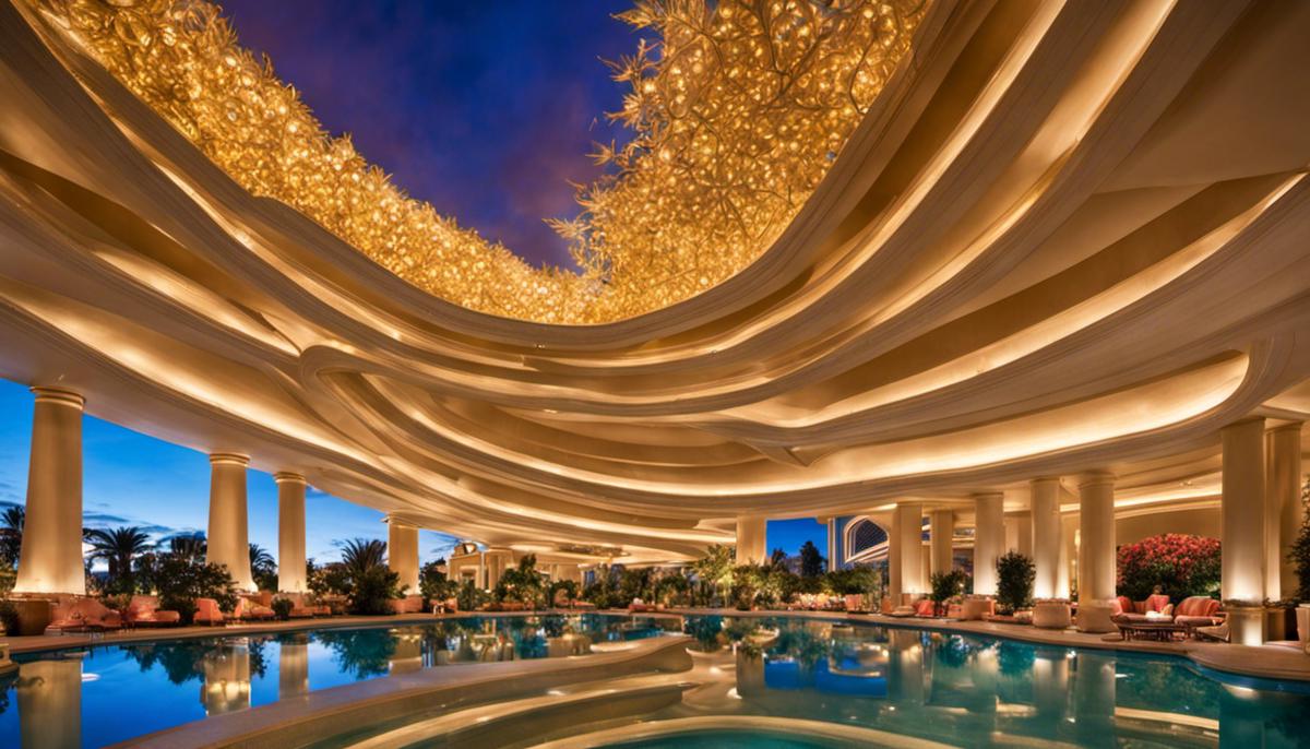 The iconic Wynn Hotel in Las Vegas, Nevada, showcasing its spectacular architecture and interior design.